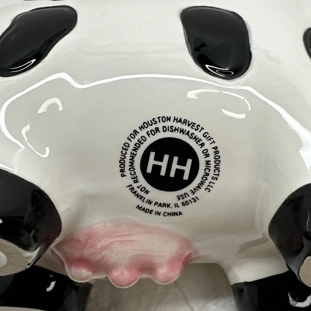 Houston Harvest Ceramic Cow Lidded Sugar Bowl and Creamer Milk Set Holstein